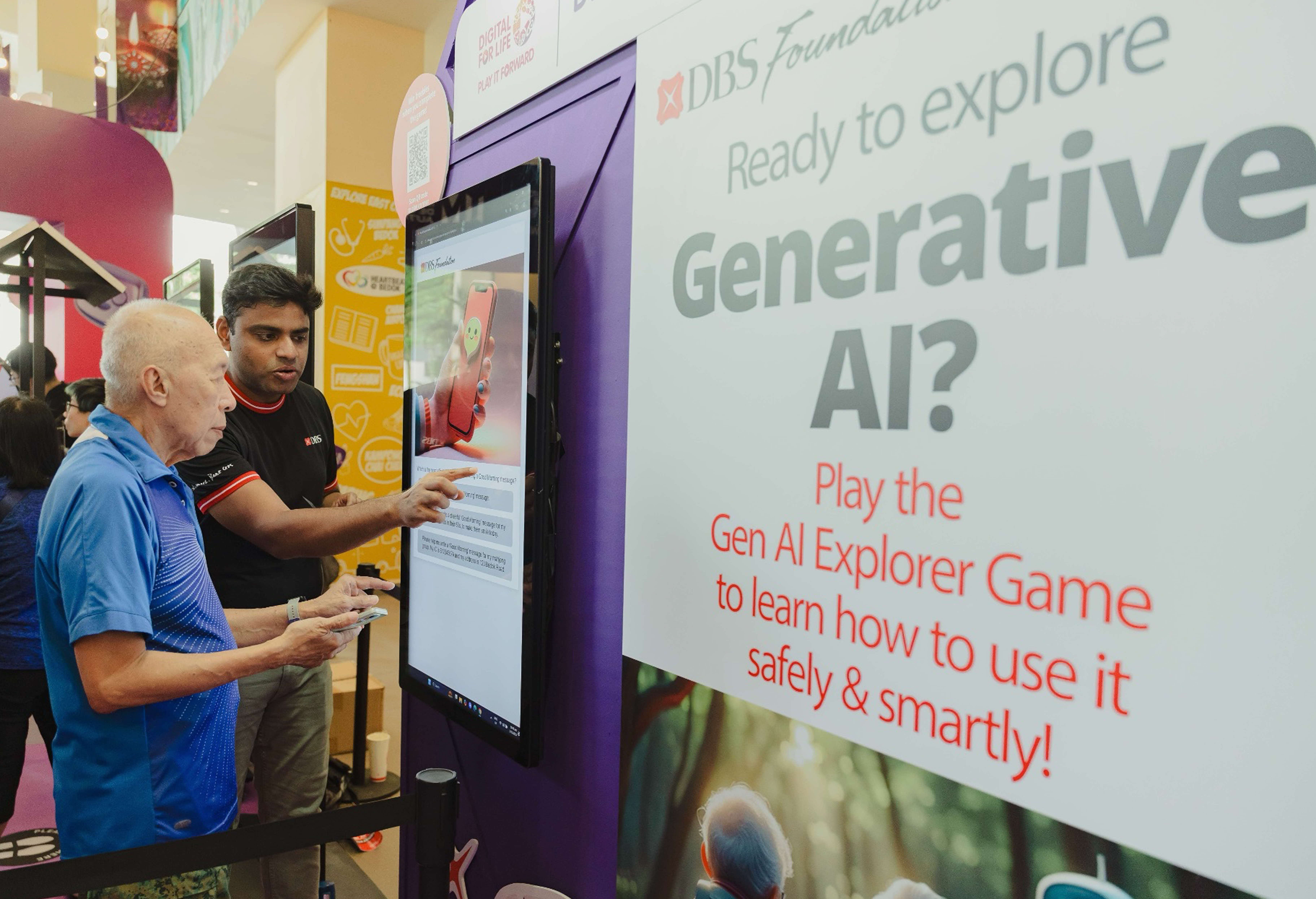 Man using interactive screen