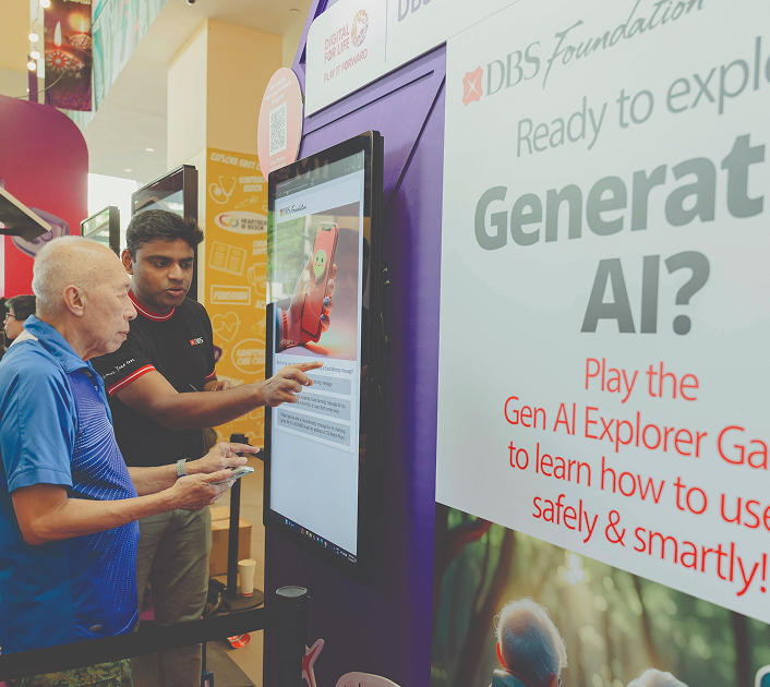 Man using interactive screen