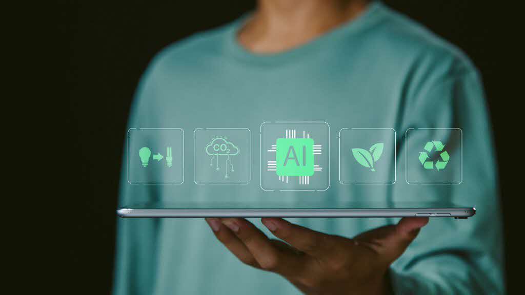 Green AI: efficient intelligence by design with sustainable technology icons