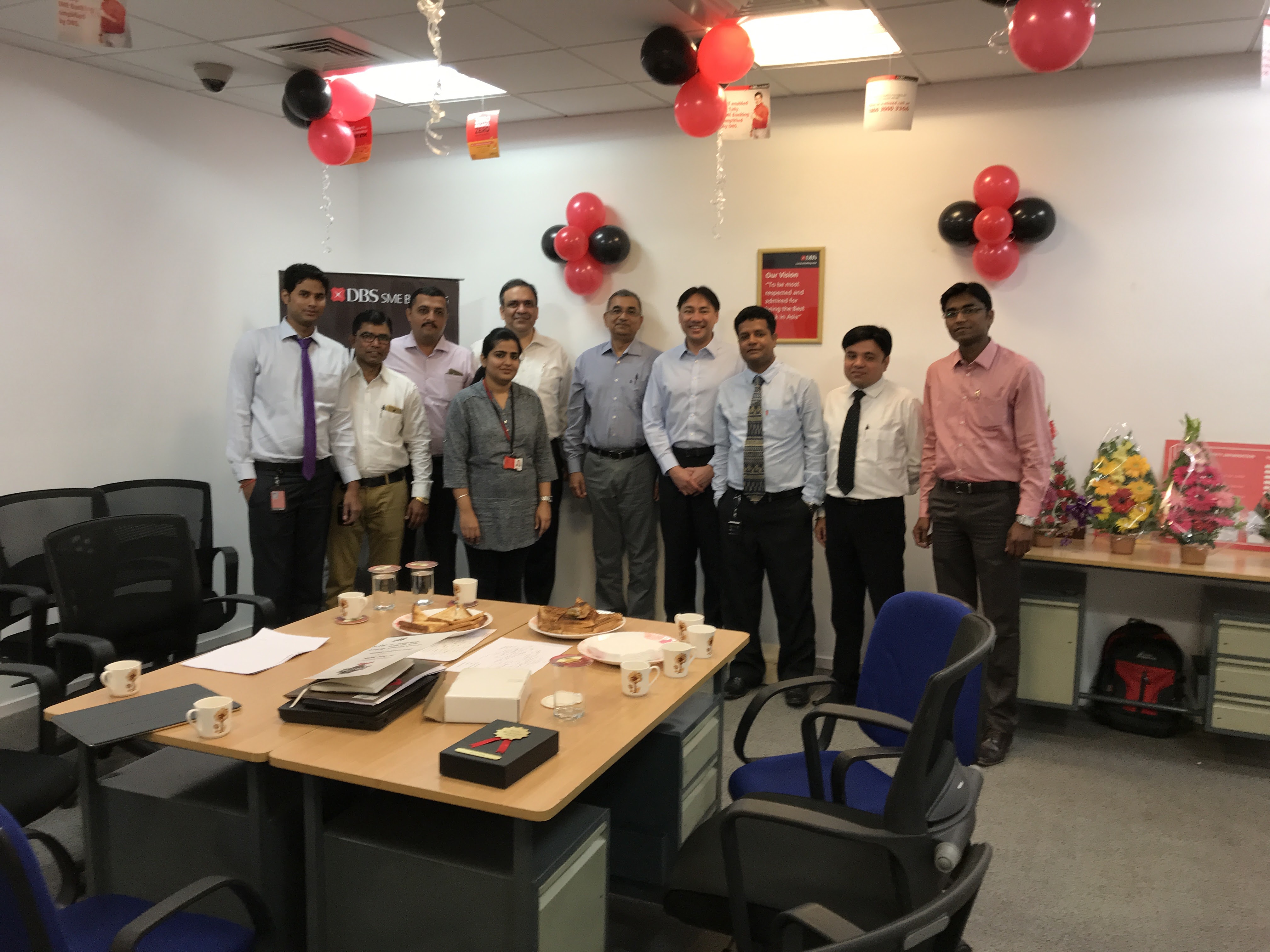 Alfian (4th from right) with other colleagues at DBS India