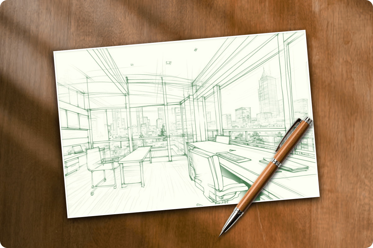 Conceptual image for the Workplace Design Challenge showing innovative office elements.